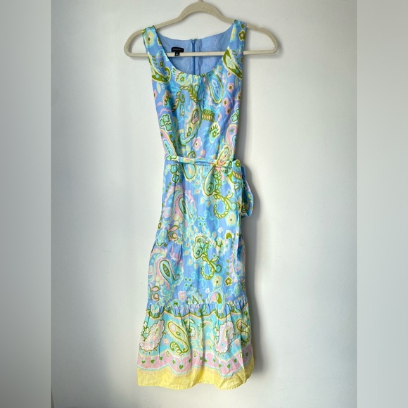 Talbots Dress Women’s 2 Voile Midi Dress Paisley Easter Pastel Floral - Picture 4 of 11